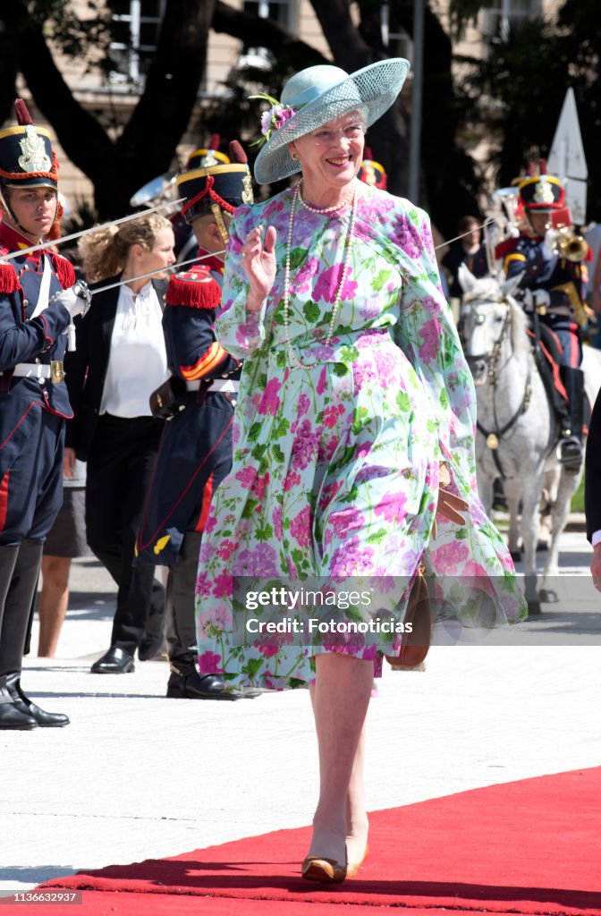 Queen Margrethe of Denmark and Crown Prince Frederik visit Argentina - Day 1