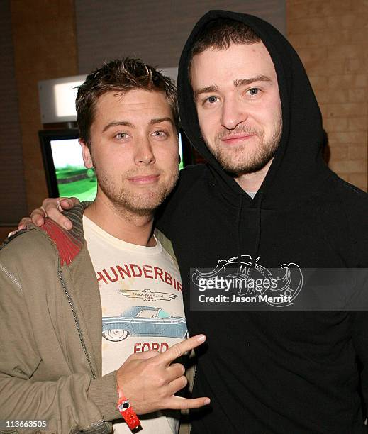 Lance Bass and Justin Timberlake during 2007 Park City - Motorola Late Night Lounge at The Shop/Yoga Studio in Park City, Utah, United States.