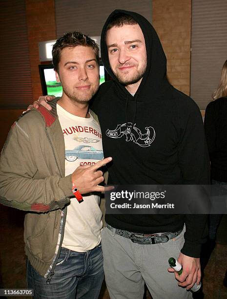 Lance Bass and Justin Timberlake during 2007 Park City - Motorola Late Night Lounge at The Shop/Yoga Studio in Park City, Utah, United States.