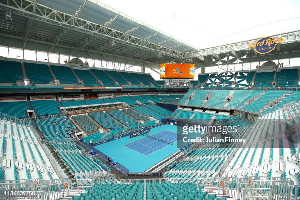 General view of the new centre court stadium during day one of the Miami Open on March 18, 2019 in Miami Gardens, Florida.
