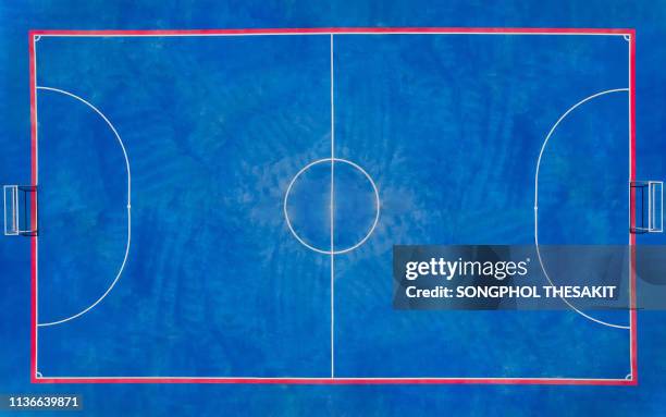 blue futsal stadium waiting for futsal team to compete. - futsal stock pictures, royalty-free photos & images