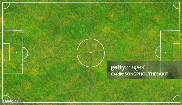 beautiful football field waiting for footballers to compete in the game to find the winning team./top view/aerial shot - football field fotografías e imágenes de stock