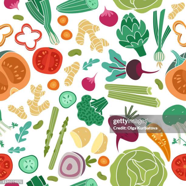 Teste padrão sem emenda dos vegetais. Refeição saudável do vegan alimento orgânico delicioso vegetal fresco