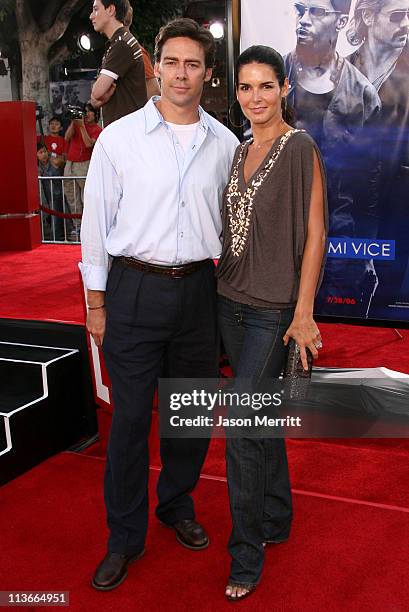 Jason Sehorn and Angie Harmon during "Miami Vice" World Premiere - Arrivals at Mann Village Westwood in Westwood, California, United States.