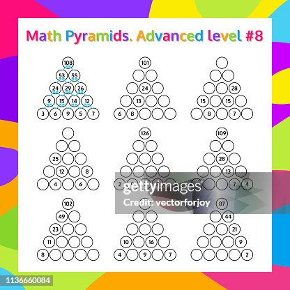 Math Pyramid Educational Game Worksheet Advanced Level Set Mathematics ...