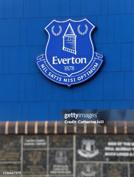 General view outside the stadium ahead of the Premier League match between Everton FC and Chelsea FC at Goodison Park on March 17, 2019 in Liverpool,...