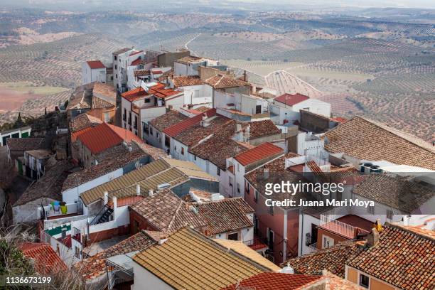 view of the typical andalusian village of chiclana de segura.  in the province of jaen - jaén city stock pictures, royalty-free photos & images