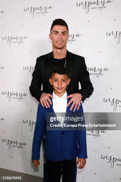 Cristiano Ronaldo and Cristiano Ronaldo Jr attend 'Isparya' inauguration on March 18, 2019 in Madrid, Spain.