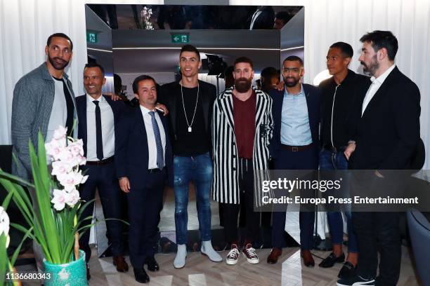 Cristiano Ronaldo , Rio Ferdinand and Jorge Mendes attend 'Isparya' inauguration on March 18, 2019 in Madrid, Spain.