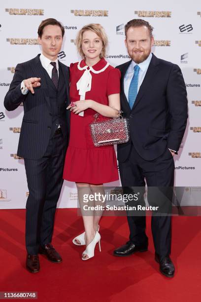 Tom Schilling, Jella Haase and Axel Stein attend the Family & Friends screening of "Goldfische" at UCI LUXE on March 18, 2019 in Berlin, Germany.