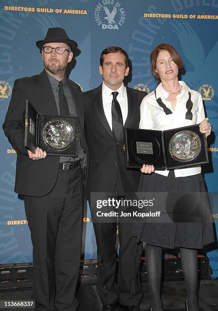 Jonathan Dayton and Valerie Faris, nominees Outstanding Directorial Achievement - Feature Film award for "Little Miss Sunshine," and Steve Carell