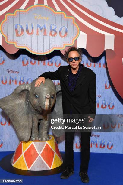 Tim Burton attends the “Dumbo” Paris Gala Screening at Cinema Le Grand Rex on March 18, 2019 in Paris, France.