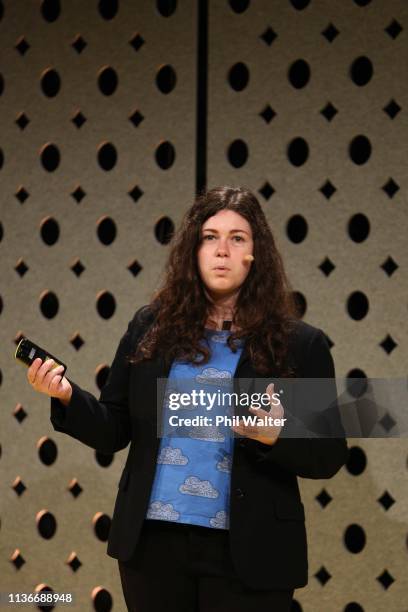 Janelle Shane of AIWeirdness speaks the Better By Design CEO Summit 2019 at Villa Maria Estate on March 19, 2019 in Auckland, New Zealand. The...