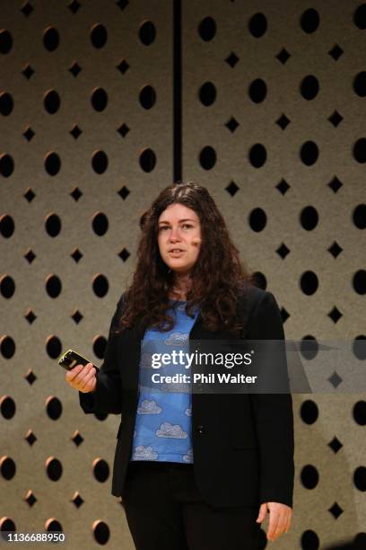 Janelle Shane of AIWeirdness speaks the Better By Design CEO Summit 2019 at Villa Maria Estate on March 19, 2019 in Auckland, New Zealand. The...