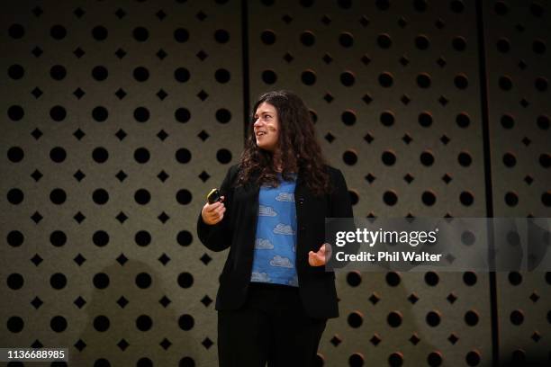 Janelle Shane of AIWeirdness speaks the Better By Design CEO Summit 2019 at Villa Maria Estate on March 19, 2019 in Auckland, New Zealand. The...