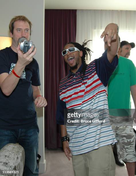 Tom Green Filming Himself With Lil Jon during Phat Farm, Baby Phat and Stuff Magazine Gifting Lounge - August 12, 2006 at The Hard Rock Hotel and...