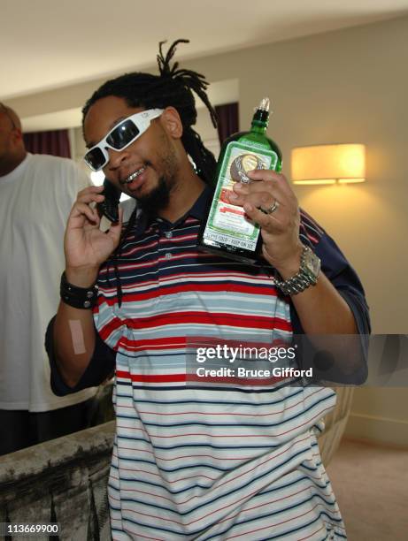 Lil Jon With Jägermeister Bottle during Phat Farm, Baby Phat and Stuff Magazine Gifting Lounge - August 12, 2006 at The Hard Rock Hotel and Casino in...