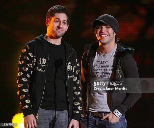 Joe Trohman and Pete Wentz of Fall Out Boy during Spike TV's "Scream Awards 2006" - Show at Pantages Theater in Hollywood, California, United States.