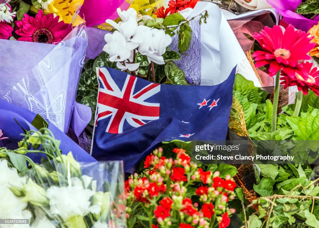 Flag and Flowers in support