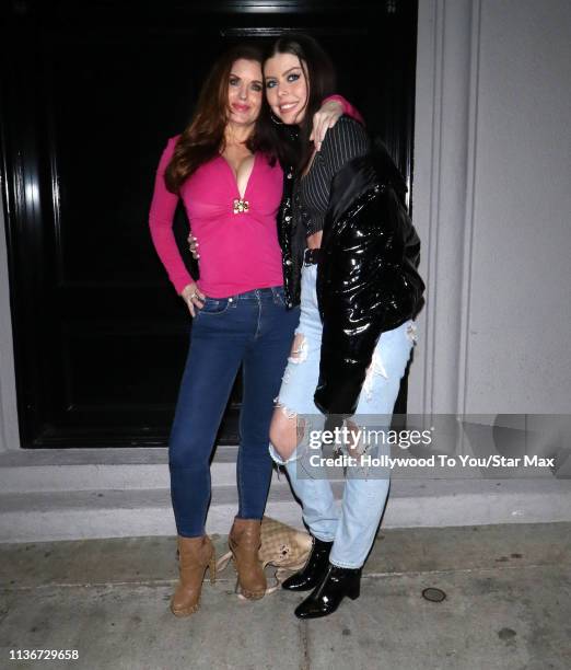 Carrie Stevens and Jade Olivia are seen on April 12, 2019 in Los Angeles, California.