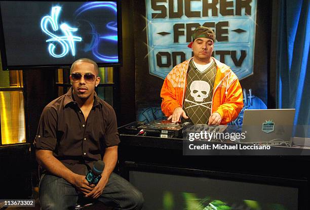 Marques Houston and DJ Cipha Sounds during Marques Houston Visits MTV2's "Sucker Free" - Airing March 28, 2007 at MTV Studios in New York City, New...