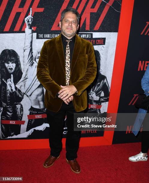 Jeff Tremaine arrives at the Premiere Of Netflix's "The Dirt" at ArcLight Hollywood on March 18, 2019 in Hollywood, California.