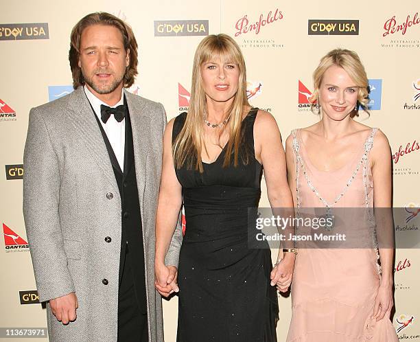 Russell Crowe, Terri Irwin and Naomi Watts during 2007 Australia Week Gala - Arrivals in Los Angeles, California, United States.