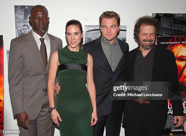 Djimon Hounsou, Jennifer Connelly, Leonardo DiCaprio, and Edward Zwick, director