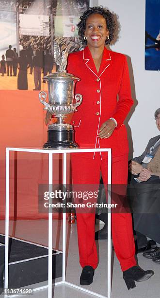 Jackie Joyner -Kersee during Sports Icons Press Conference Unveiling Plans for the Museums Billie Jean King International Womens Sports Center at...