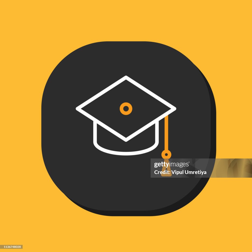 Sombrero de graduación y icono de contorno del diploma
