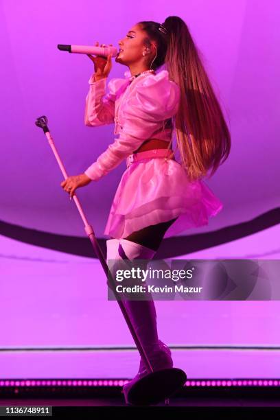 Ariana Grande performs onstage during the Sweetener World Tour - Opening Night at Times Union Center on March 18, 2019 in Albany, New York.