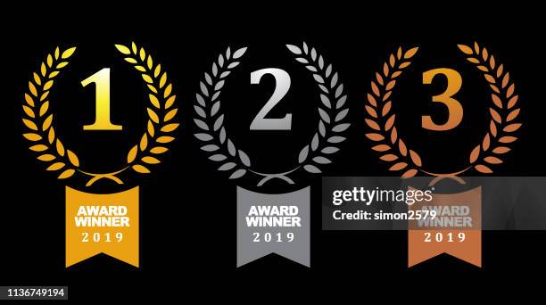 gold, silver and bronze winner award medals - second place stock illustrations