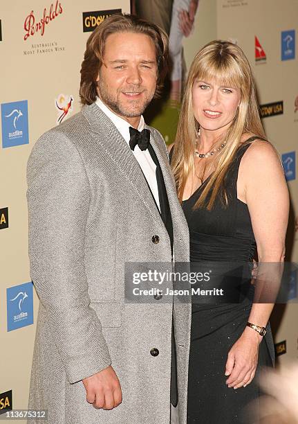 Russell Crowe and Terri Irwin during 2007 Australia Week Gala - Arrivals in Los Angeles, California, United States.