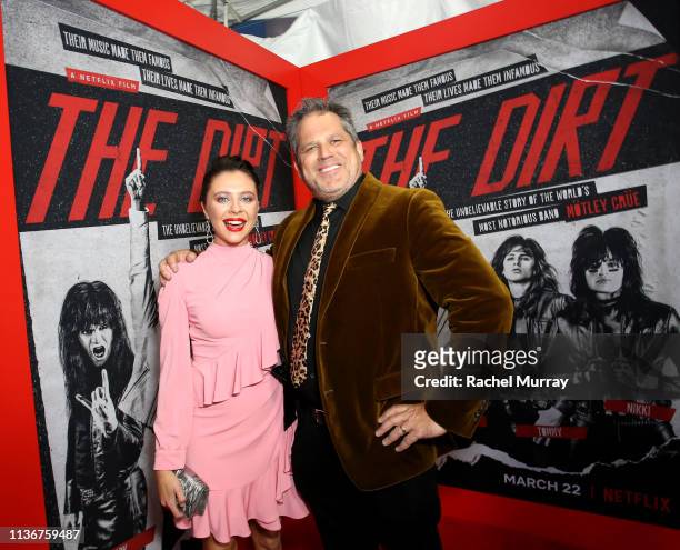 Bel Powley and Jeff Tremaine attend the premiere of Netflix's 'The Dirt" at the Arclight Hollywood on March 18, 2019 in Hollywood, California.