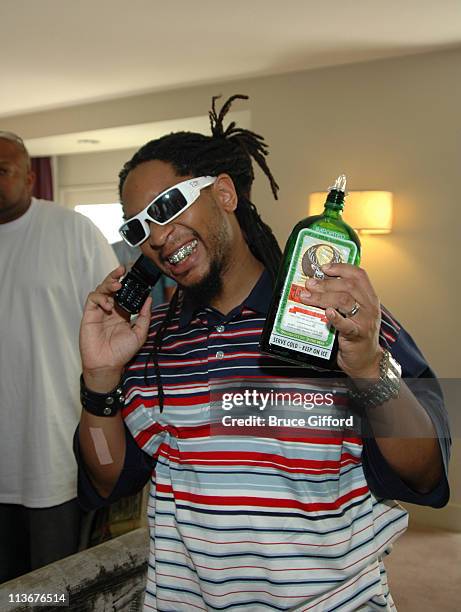 Lil Jon With Jägermeister Bottle during Phat Farm, Baby Phat and Stuff Magazine Gifting Lounge - August 12, 2006 at The Hard Rock Hotel and Casino in...