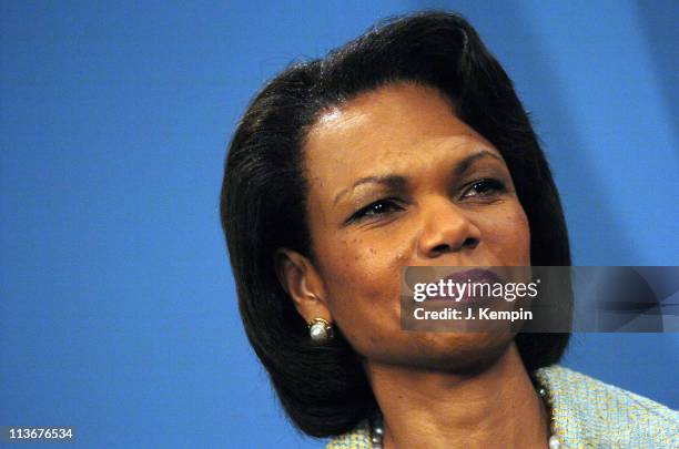 Condoleezza Rice during U.S. Secretary of State Condoleezza Rice Joins NYC Mayor Bloomberg at Send-Off Rally for New York Olympic Delegation at City...