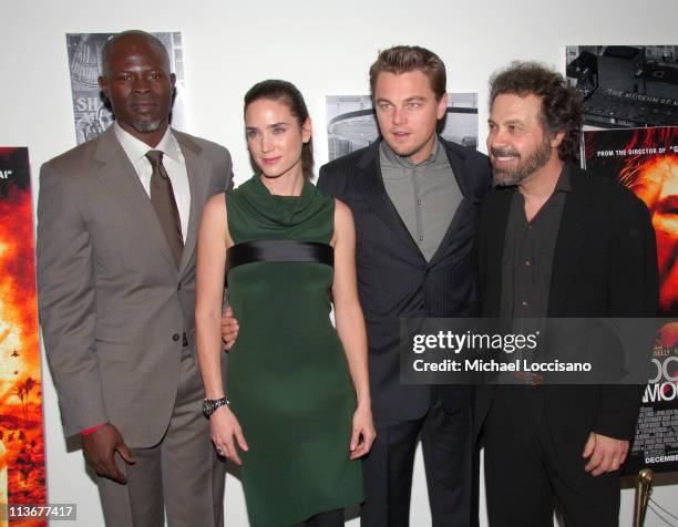 Djimon Hounsou, Jennifer Connelly, Leonardo DiCaprio, and Edward Zwick, director