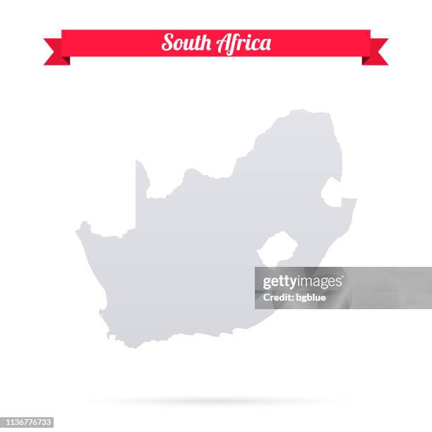 south africa map on white background with red banner - south south awards stock illustrations