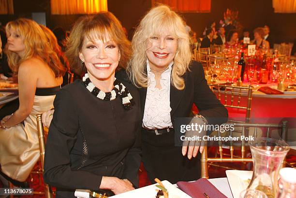 Mary Tyler Moore and Loretta Swit during 2006 TV Land Awards - Backstage and Audience at Barker Hangar in Santa Monica, California, United States.