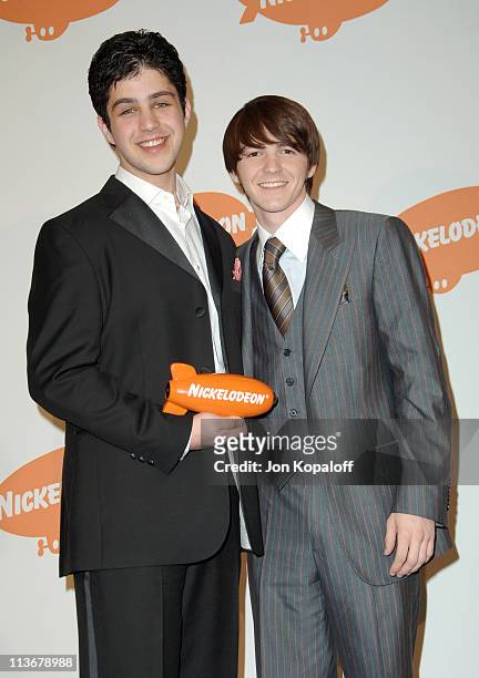 Josh Peck and Drake Bell during Nickelodeon's 19th Annual Kids' Choice Awards - Press Room at Pauley Pavilion in Westwood, California, United States.