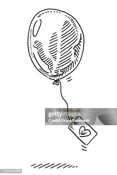 stockillustraties, clipart, cartoons en iconen met partij ballon liefde wenskaart tekening - heliumballon