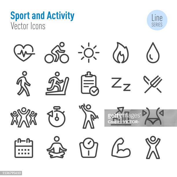 sport and activity icons - vector line series - wellbeing icon stock illustrations