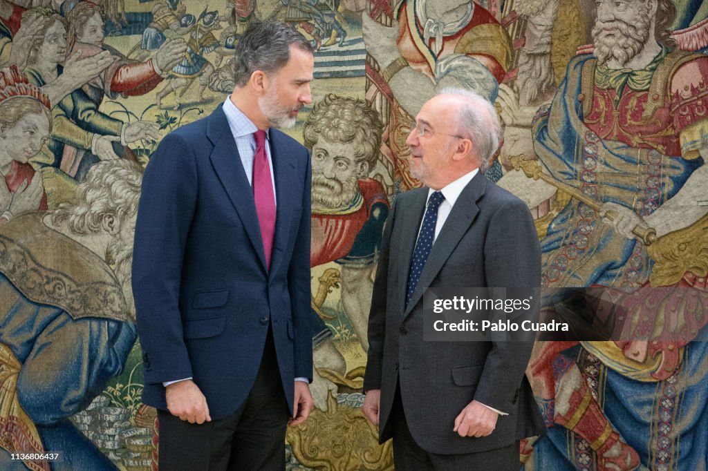King Felipe Of Spain Receives Santiago Muñoz Machado, Director Of The RAE Academy