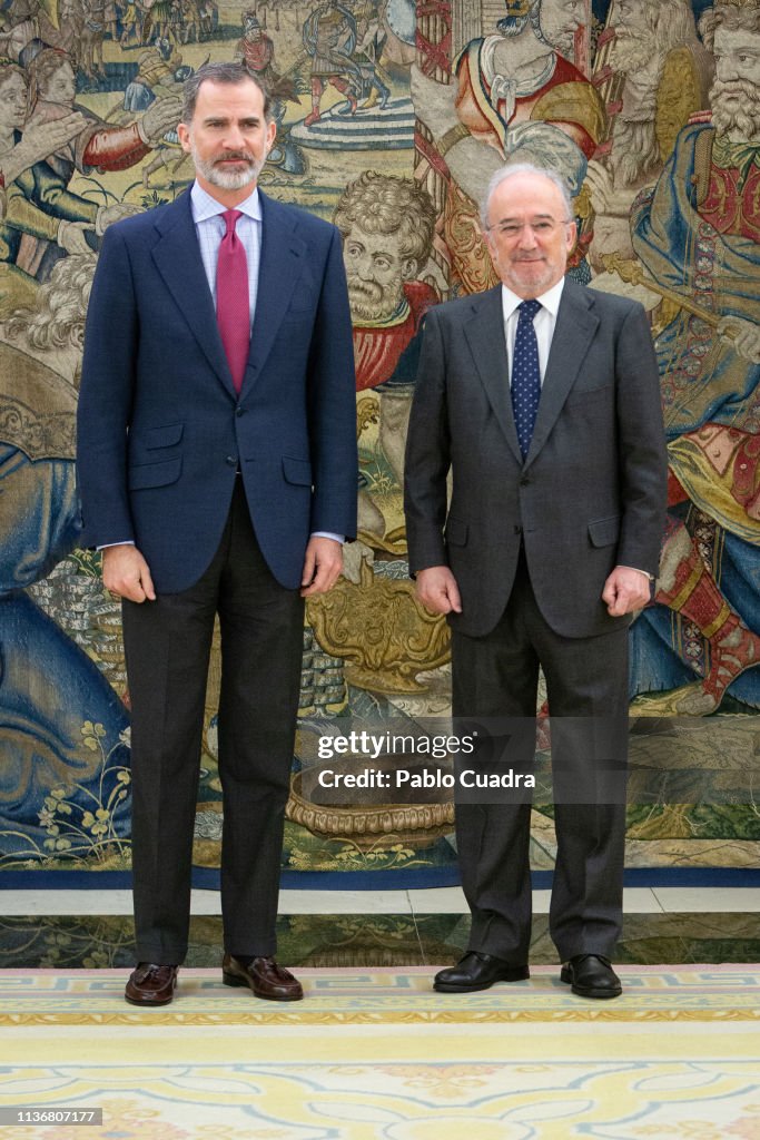 King Felipe Of Spain Receives Santiago Muñoz Machado, Director Of The RAE Academy