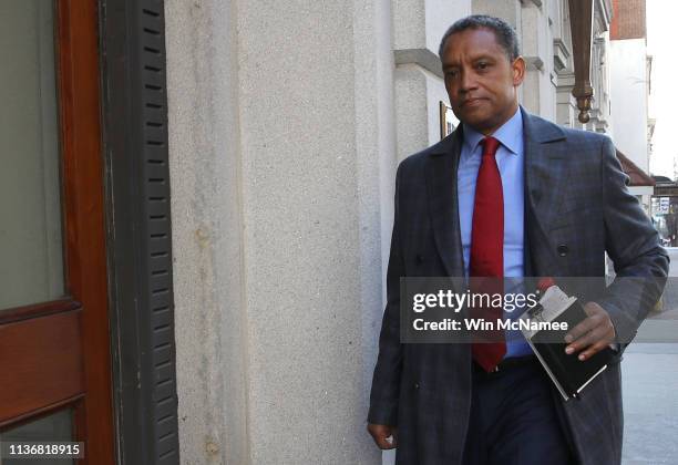 District of Columbia Attorney General Karl Racine arrives at the United States Court of Appeals for the Fourth Circuit March 19, 2019 in Richmond,...