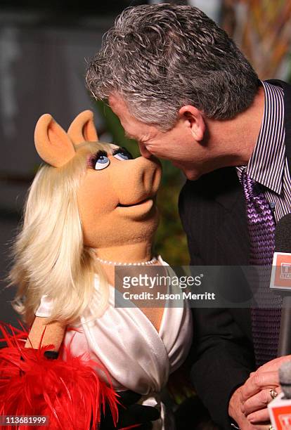 Miss Piggy and Patrick Duffy during 2006 TV Land Awards - Backstage and Audience at Barker Hangar in Santa Monica, California, United States.