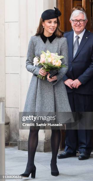 Catherine, Duchess of Cambridge visits King's College London on March 19, 2019 in London, England to officially open Bush House, the latest education...