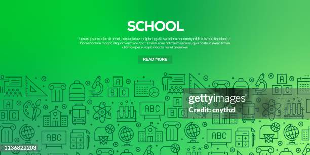 stockillustraties, clipart, cartoons en iconen met vector set van design templates en elementen voor school in trendy lineaire stijl-naadloze patronen met lineaire pictogrammen met betrekking tot school-vector - menselijke rug