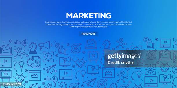 vector set of design templates and elements for marketing in trendy linear style - seamless patterns with linear icons related to marketing - vector - search engine optimization background stock illustrations