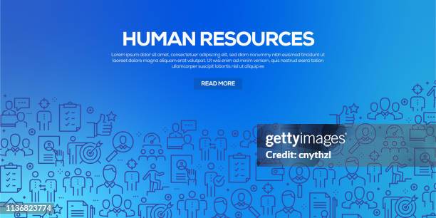 stockillustraties, clipart, cartoons en iconen met vector set van design templates en elementen voor human resources in trendy lineaire stijl-naadloze patronen met lineaire iconen met betrekking tot human resources-vector - personeelsbeleid